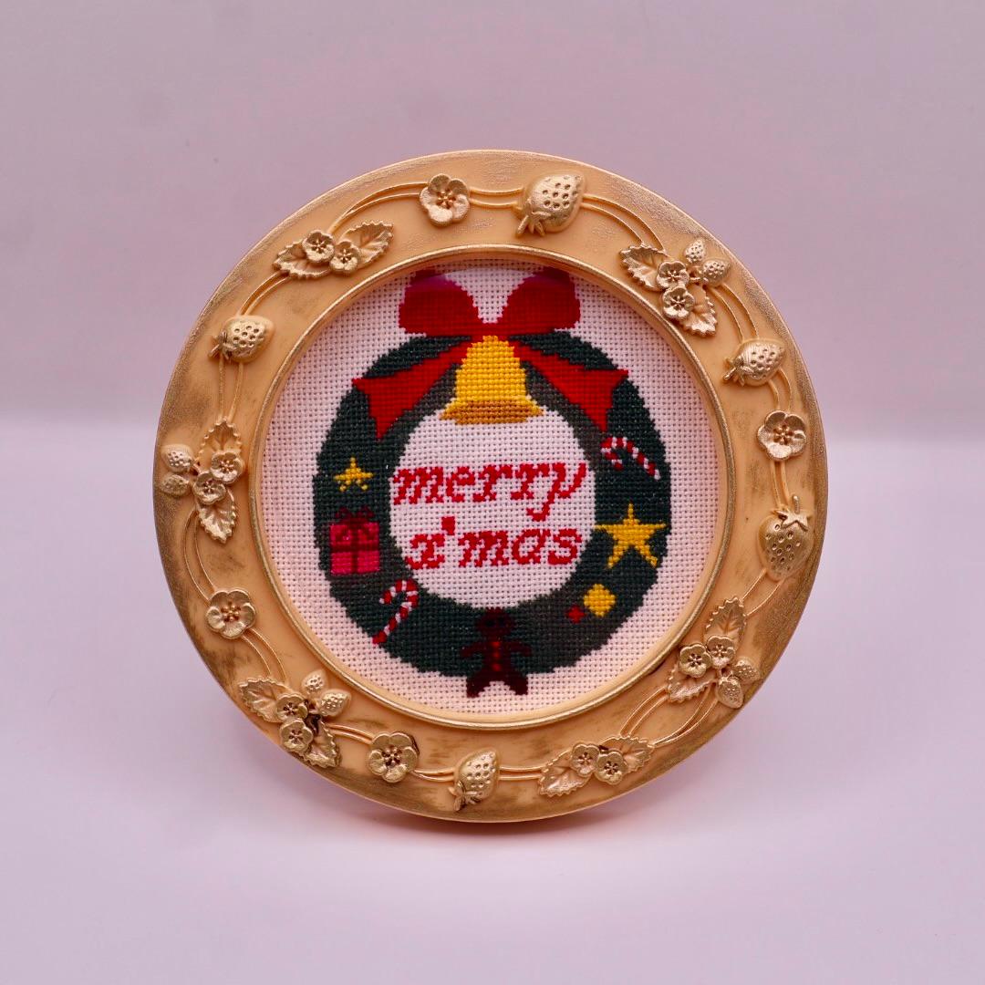 クリスマスリース　クロスステッチ刺繍 | 2枚目